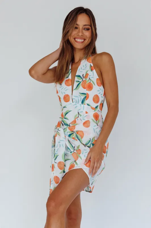 Euro Trip Halter Wrap Mini Dress Orange sold by Selfie Leslie