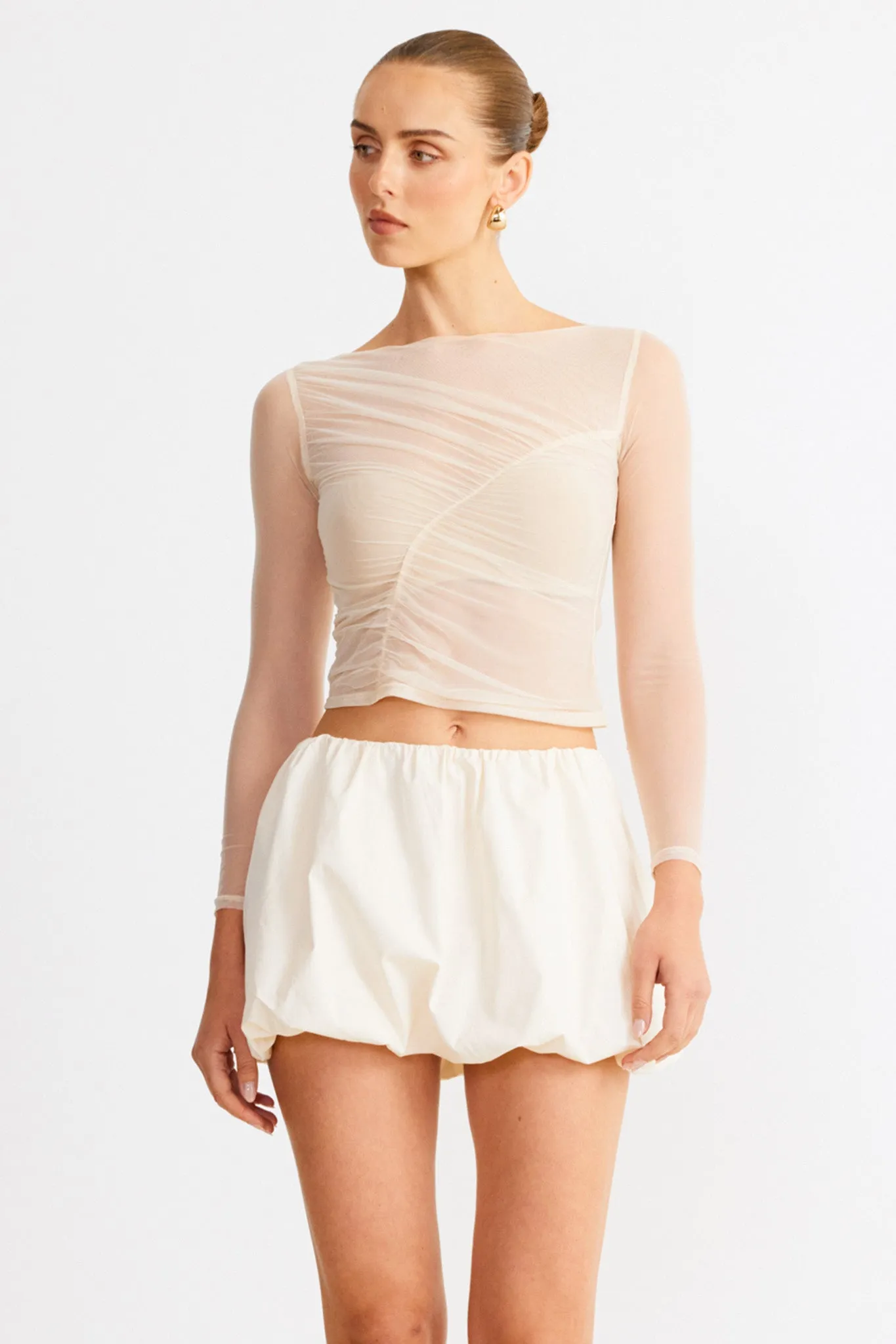 SNDYS Freja Bubble Skirt Chalk sold by Selfie Leslie