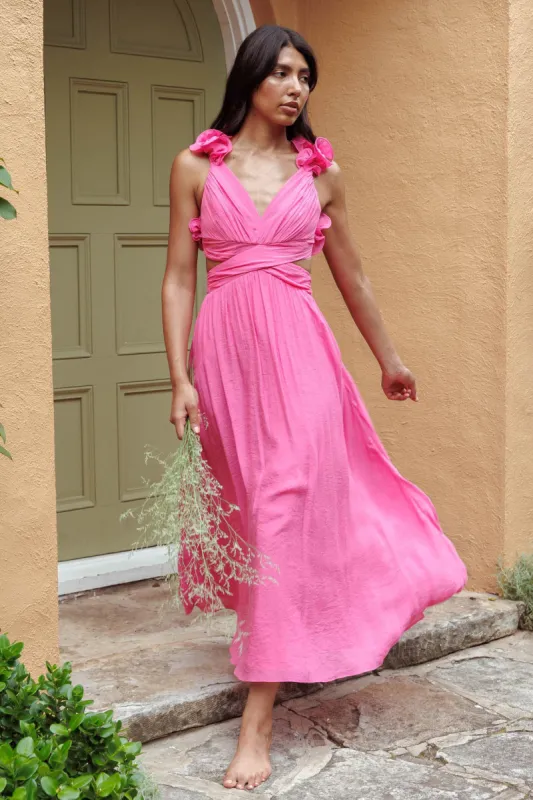 Madara Laced Back Ruffle Dress Hot Pink sold by Selfie Leslie