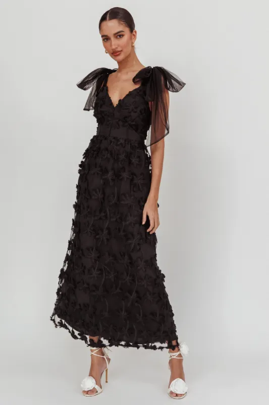 Mykonos Morning Tied Shoulder Tree Maxi Dress Black sold by Selfie Leslie