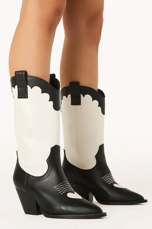 BiLLiNi Adaline Western Boots Black/Ivory sold by Selfie Leslie