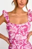 Moonlit Moment Ruffle Trim Lace-Up Back Dress Floral Pink sold by Selfie Leslie