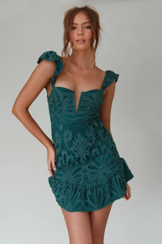 Mon Papillon Lace Mini Dress Forest Green sold by Selfie Leslie