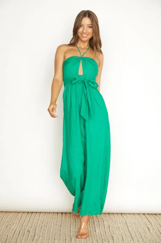 Maravilhosa Keyhole Halter Jumpsuit Green sold by Selfie Leslie