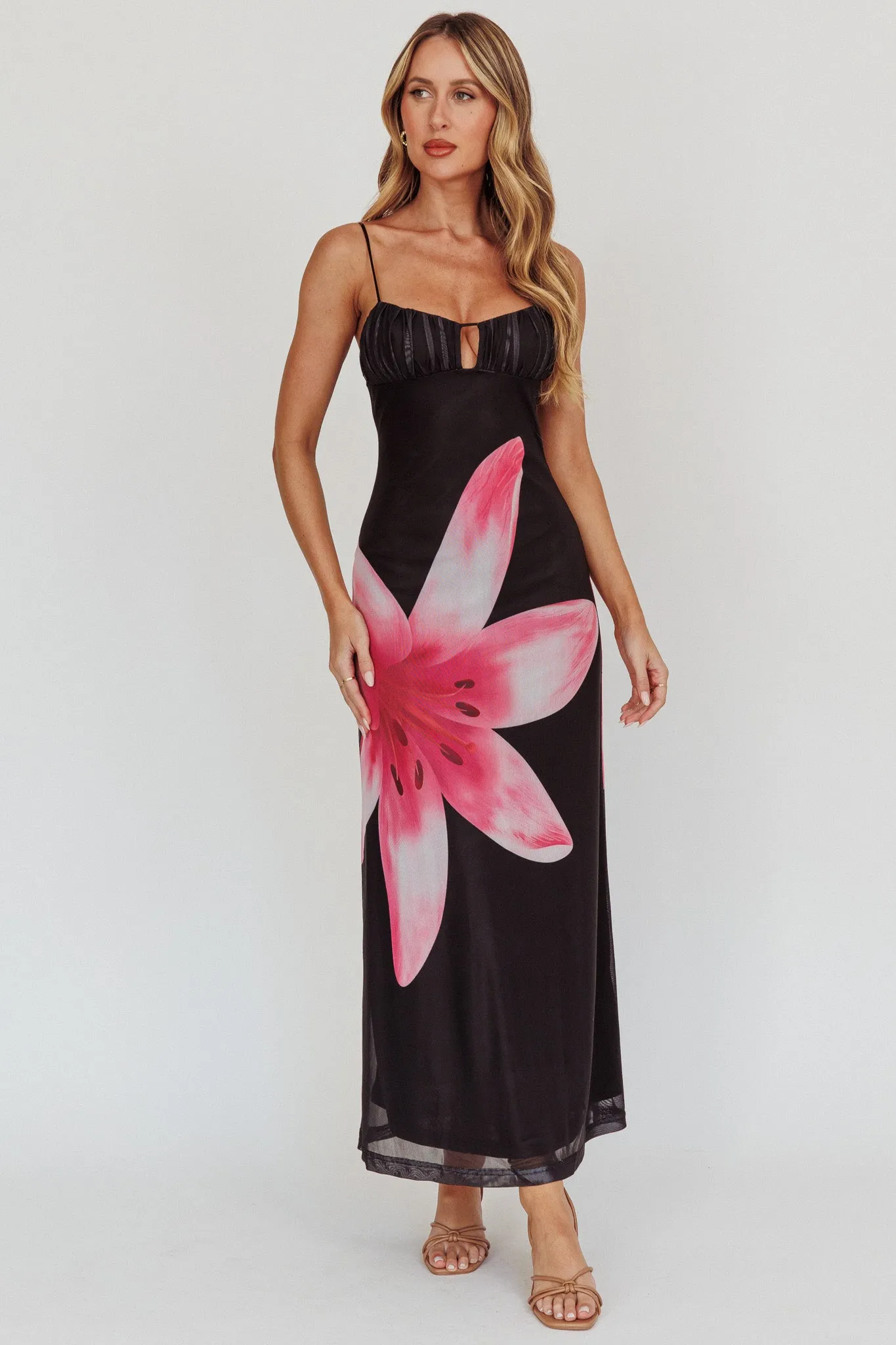 Kailua Floral Print Maxi Dress Black sold by Selfie Leslie product image thumbnail 3