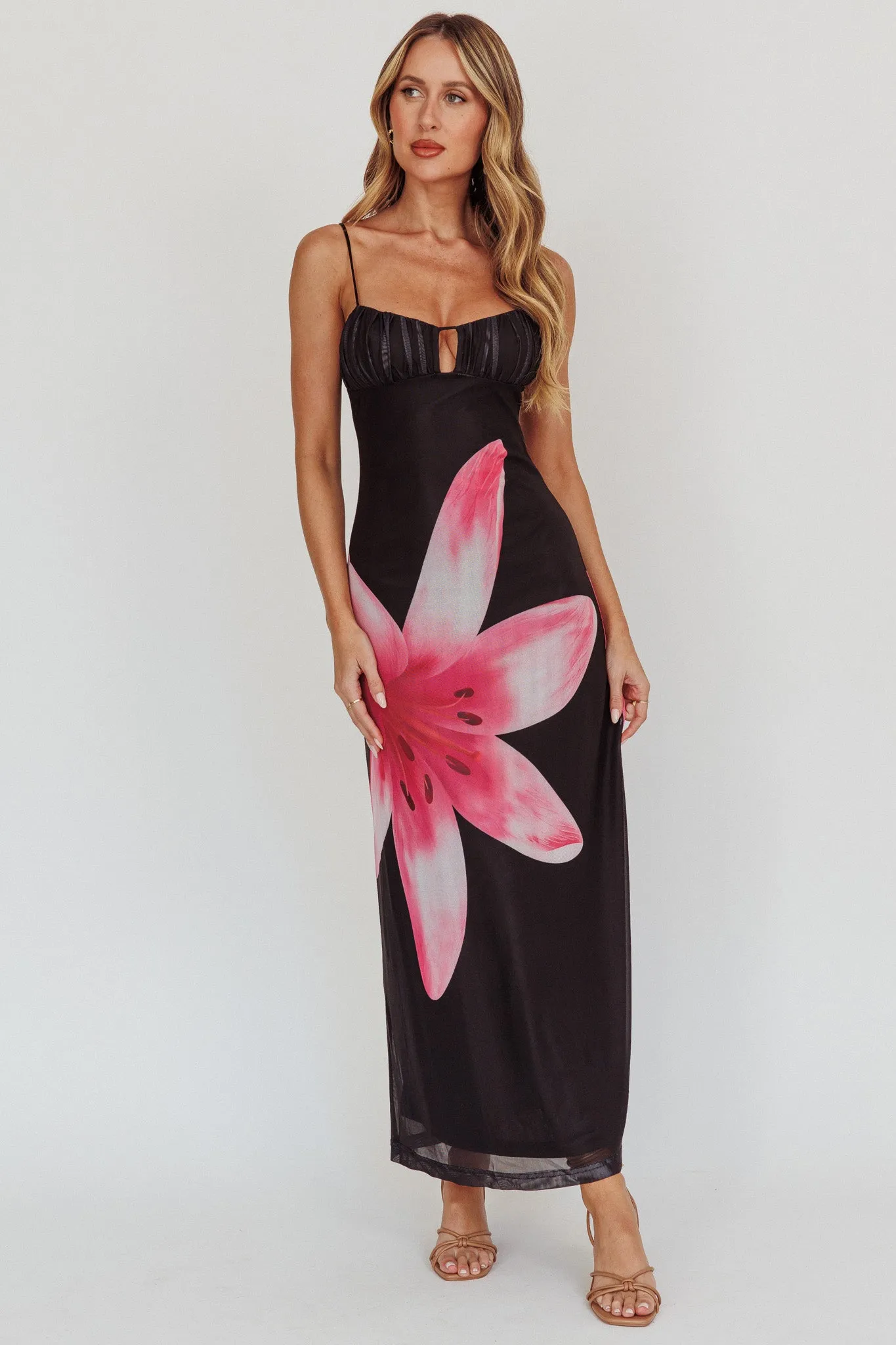 Kailua Floral Print Maxi Dress Black sold by Selfie Leslie product image thumbnail 5