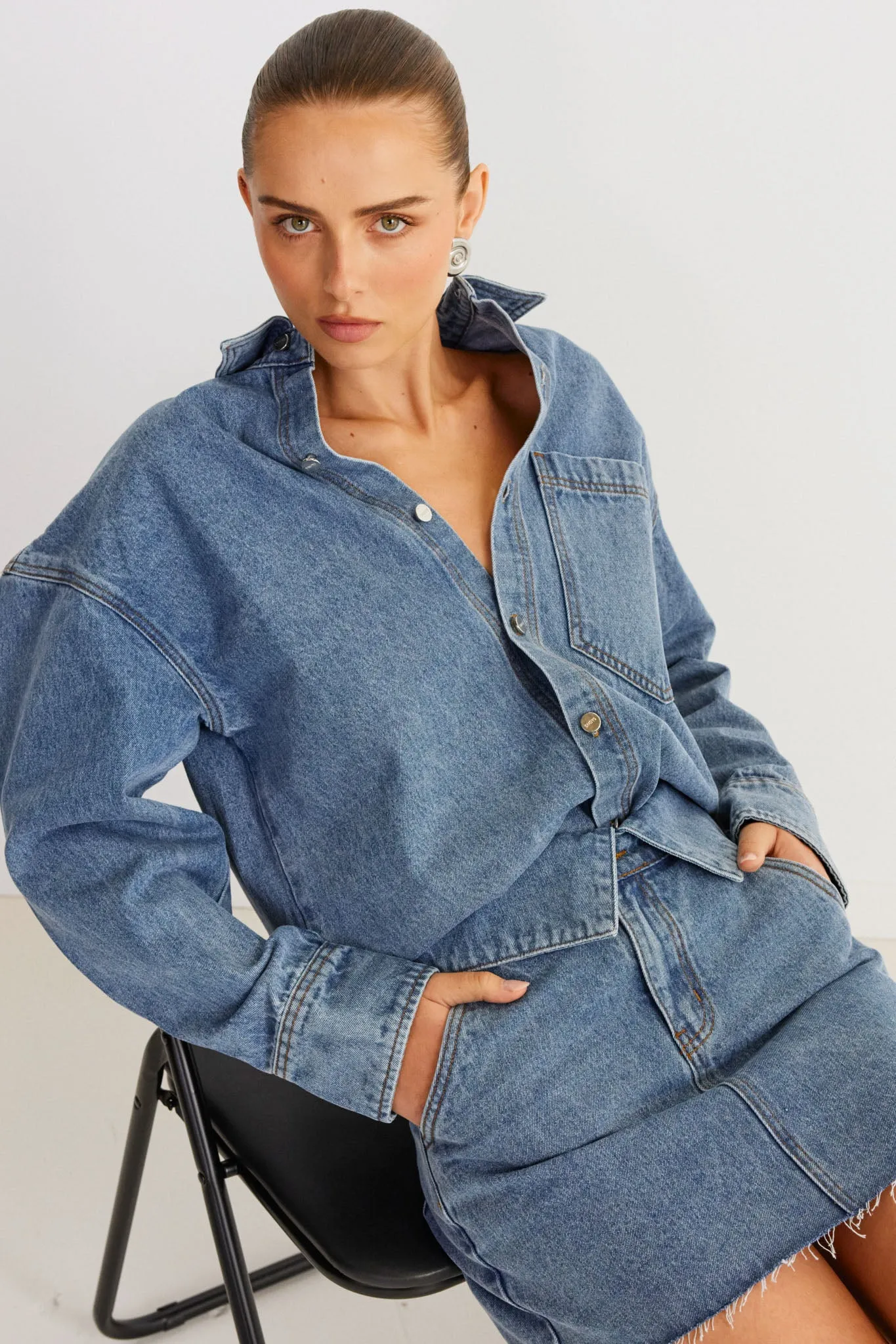 SNDYS Eve Denim Shirt Blue sold by Selfie Leslie product image thumbnail 5