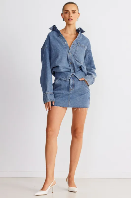 SNDYS Eve Denim Shirt Blue sold by Selfie Leslie