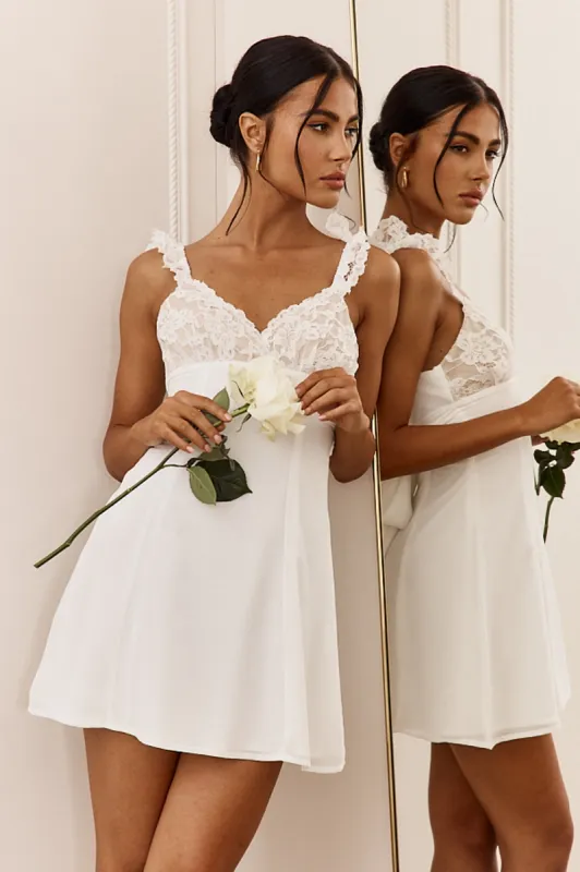 Lakyn Lace Bust Tied Back Mini Dress Ivory sold by Selfie Leslie