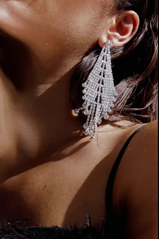 Rani Diamante Tassel Earrings Silver sold by Selfie Leslie