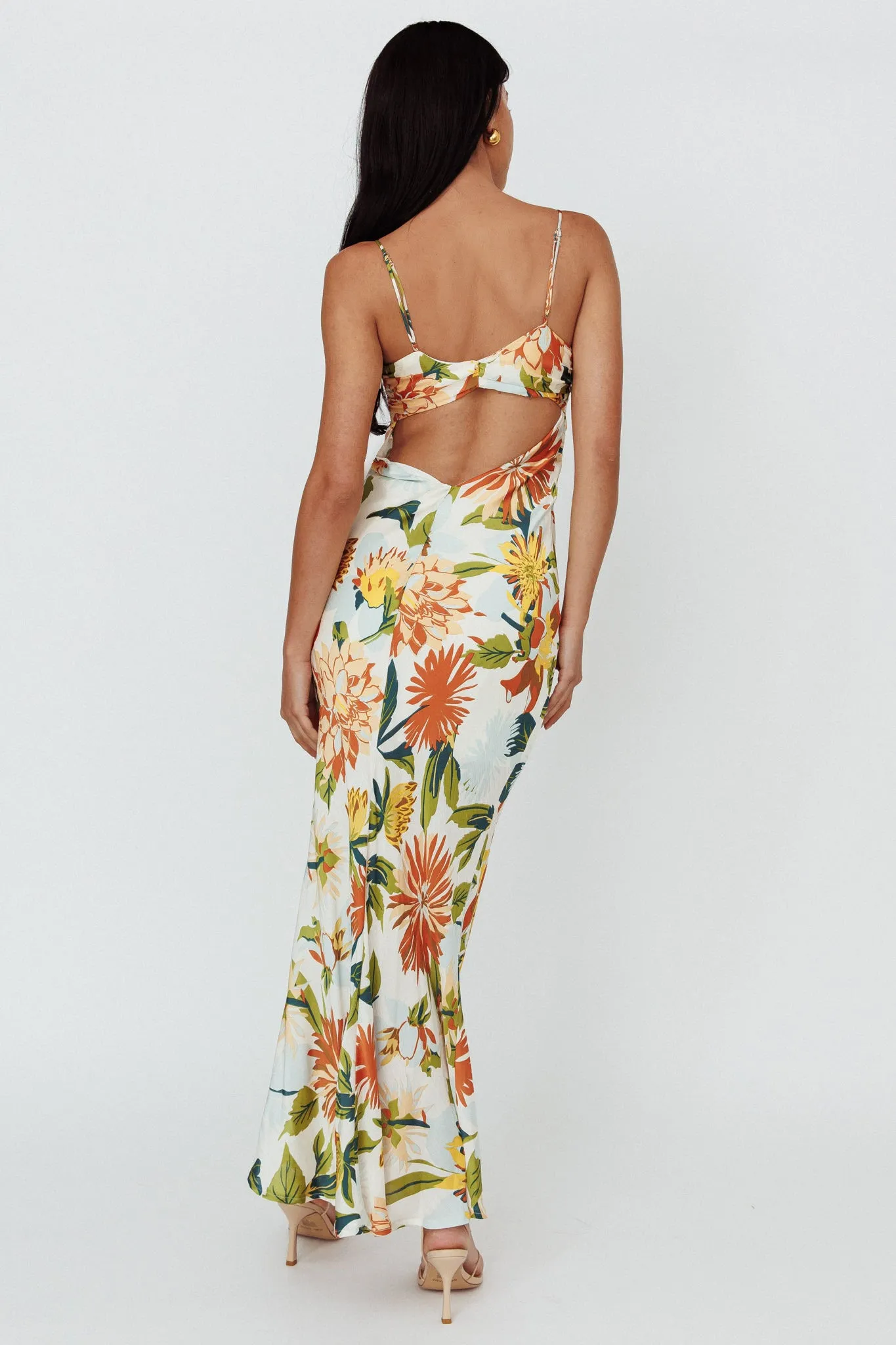 Dance Again Cut-Out Back Maxi Dress Floral Green sold by Selfie Leslie product image thumbnail 2