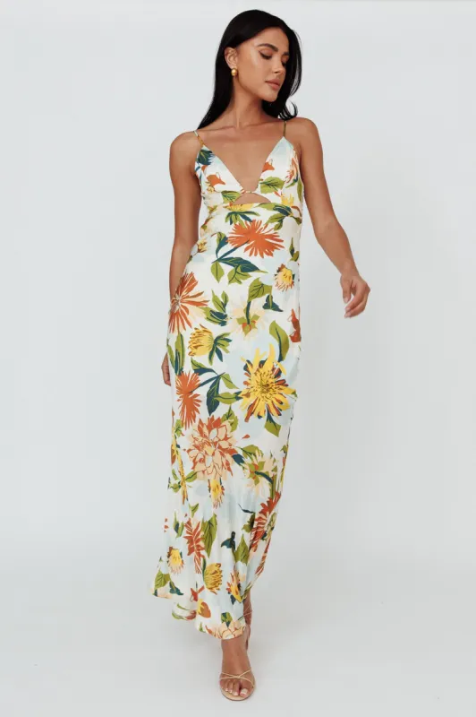 Dance Again Cut-Out Back Maxi Dress Floral Green sold by Selfie Leslie