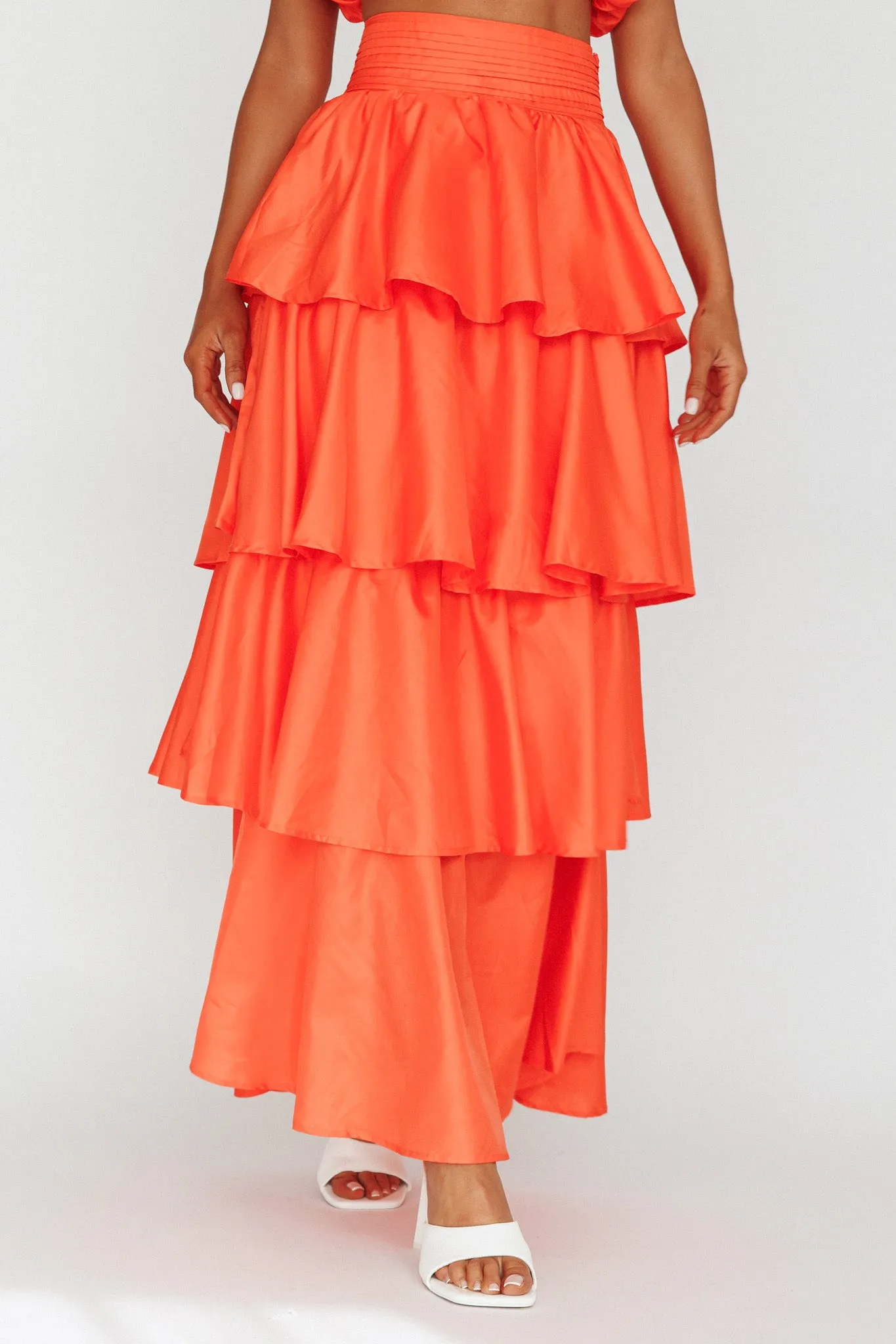 Sozo Layered Maxi Skirt Orange sold by Selfie Leslie product image thumbnail 3
