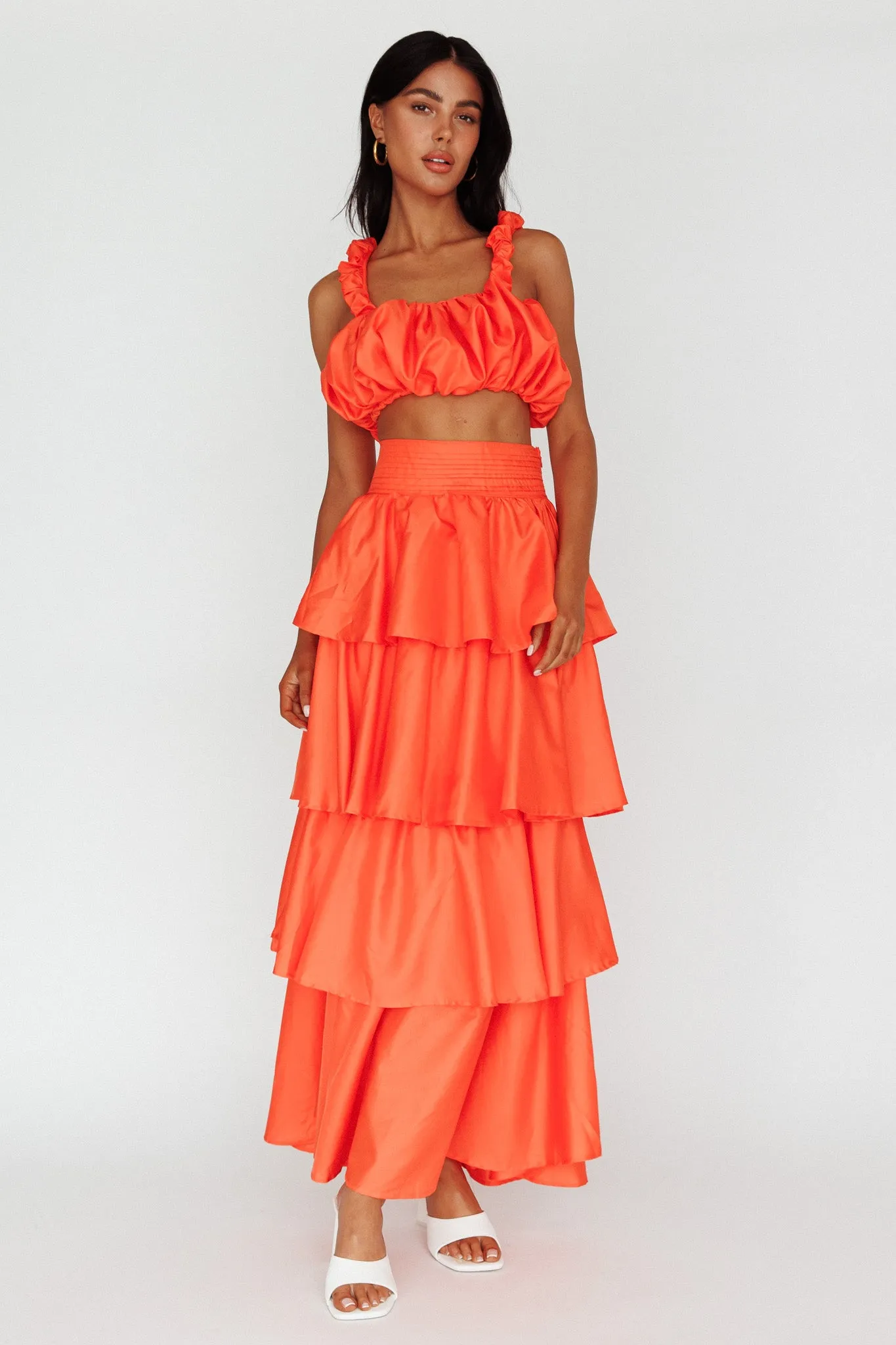 Sozo Layered Maxi Skirt Orange sold by Selfie Leslie product image thumbnail 4