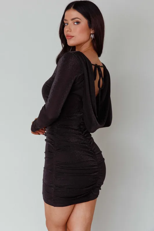 Wednesday Cowl Back Mini Dress Black sold by Selfie Leslie