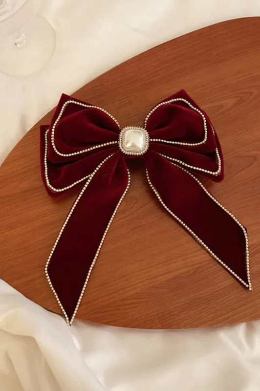 Evie Bow Hairclip Wine sold by Selfie Leslie