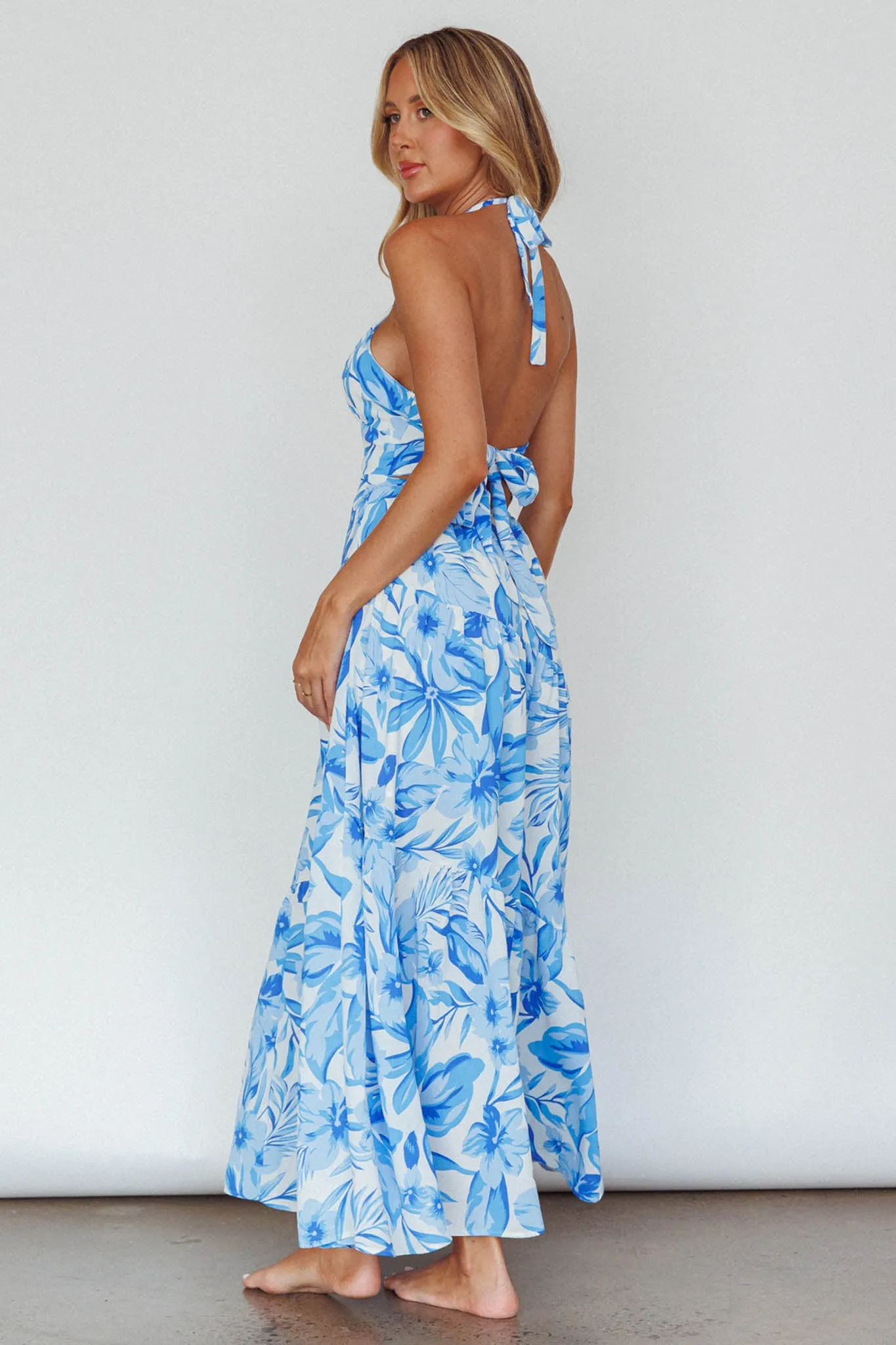 Bondi Keyhole Bust Maxi Dress Floral Blue sold by Selfie Leslie product image thumbnail 2