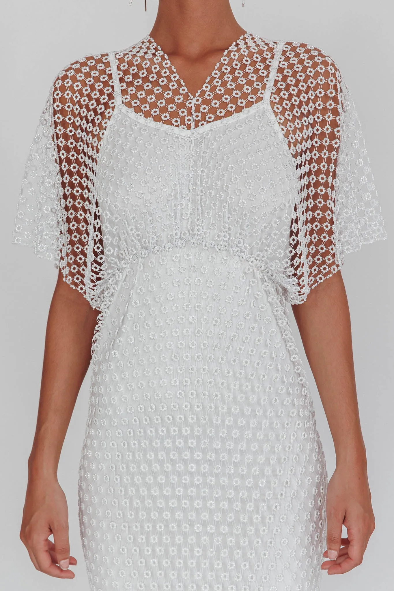 Astra Diamante Fishnet Midi Dress White sold by Selfie Leslie product image thumbnail 4