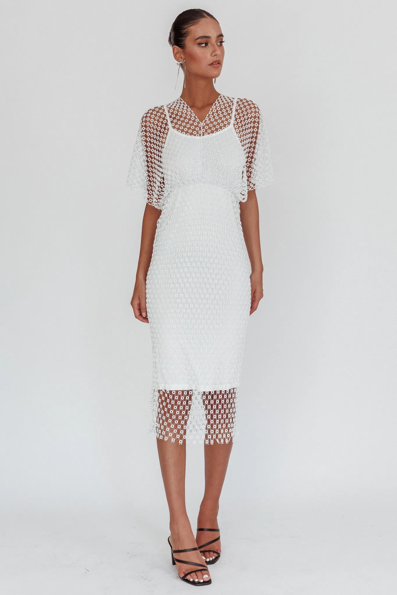 Astra Diamante Fishnet Midi Dress White sold by Selfie Leslie product image thumbnail 3
