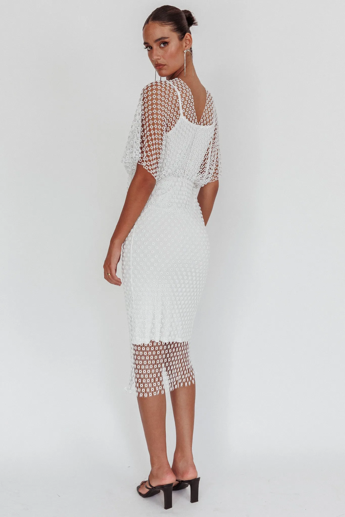 Astra Diamante Fishnet Midi Dress White sold by Selfie Leslie product image thumbnail 2