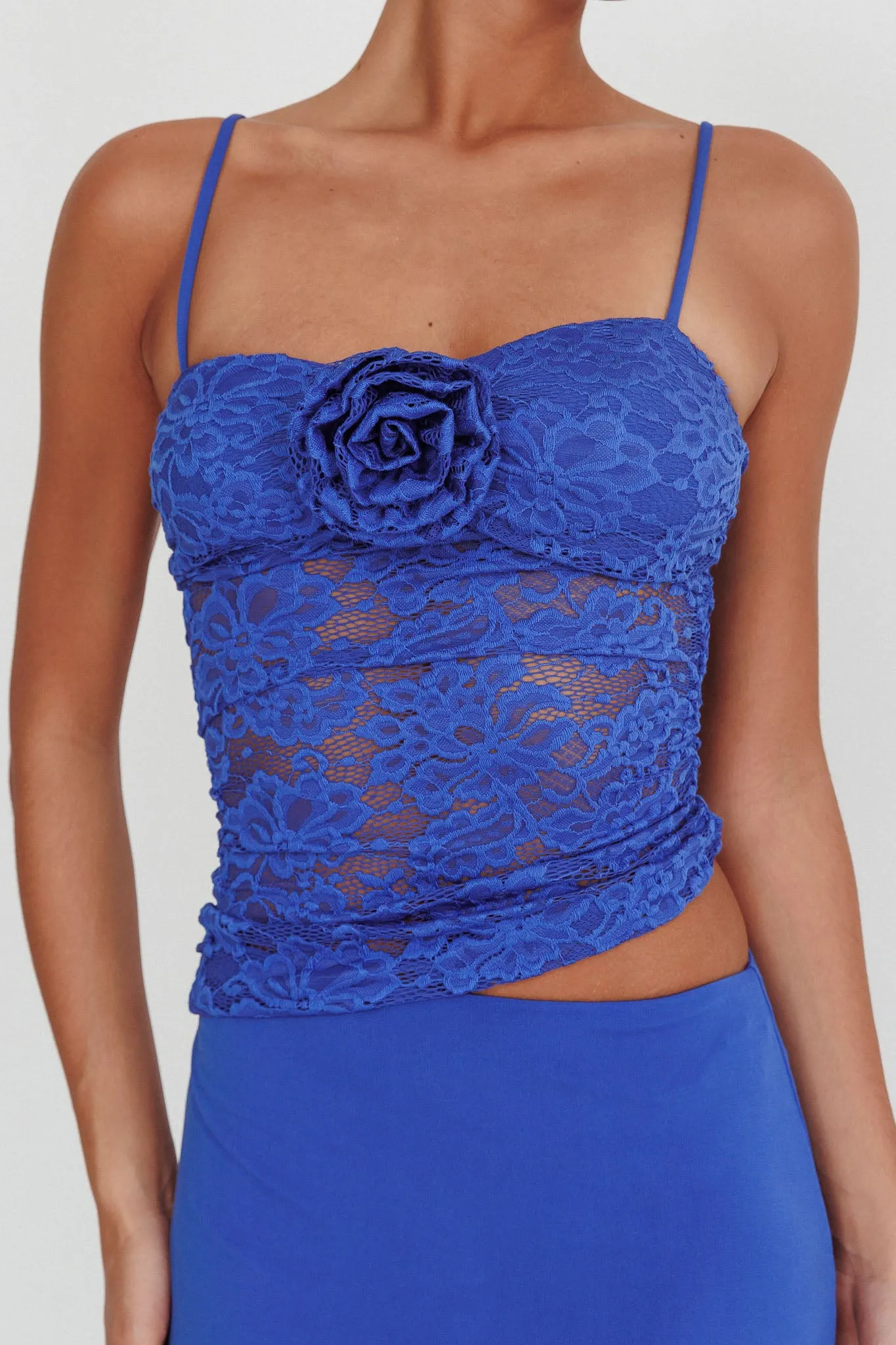 Lorely Lace Rosette Maxi Dress Top Blue sold by Selfie Leslie product image thumbnail 4