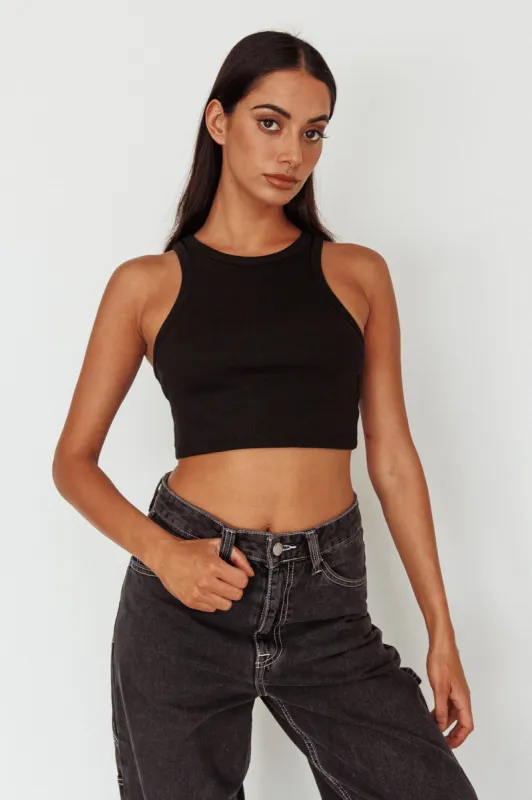 Bryn Racerback Crop Top Black sold by Selfie Leslie