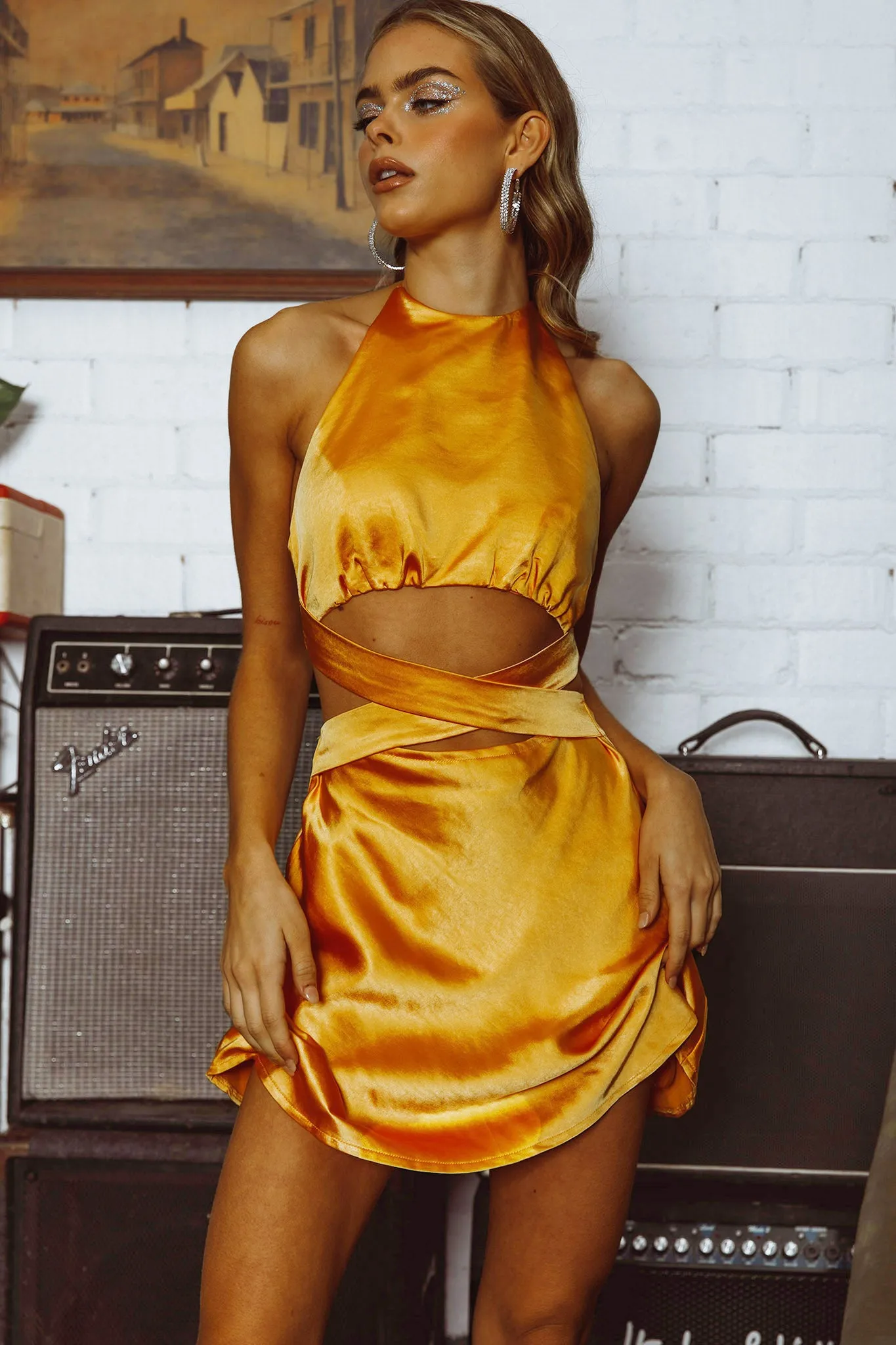 Social Butterfly Cut-Out Waist Mini Dress Mango sold by Selfie Leslie