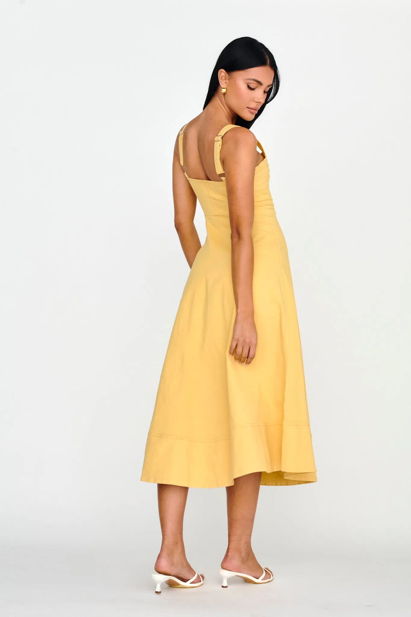 Emilio Pleated Bust A-Line Midi Dress Yellow sold by Selfie Leslie product image thumbnail 2