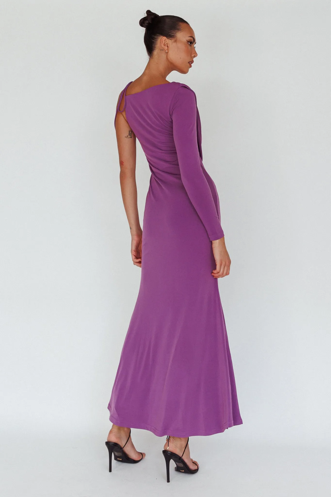 Star Walker One Sleeve Maxi Dress Purple sold by Selfie Leslie product image thumbnail 2