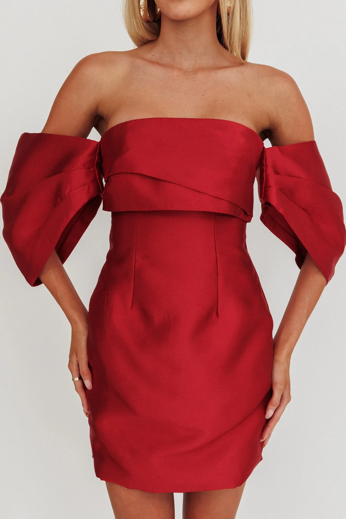 Magnolia Off-Shoulder Mini Dress Wine sold by Selfie Leslie product image thumbnail 4