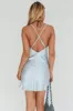 Hey Girl Cowl Neck Wrap Front Mini Dress Steel Blue sold by Selfie Leslie