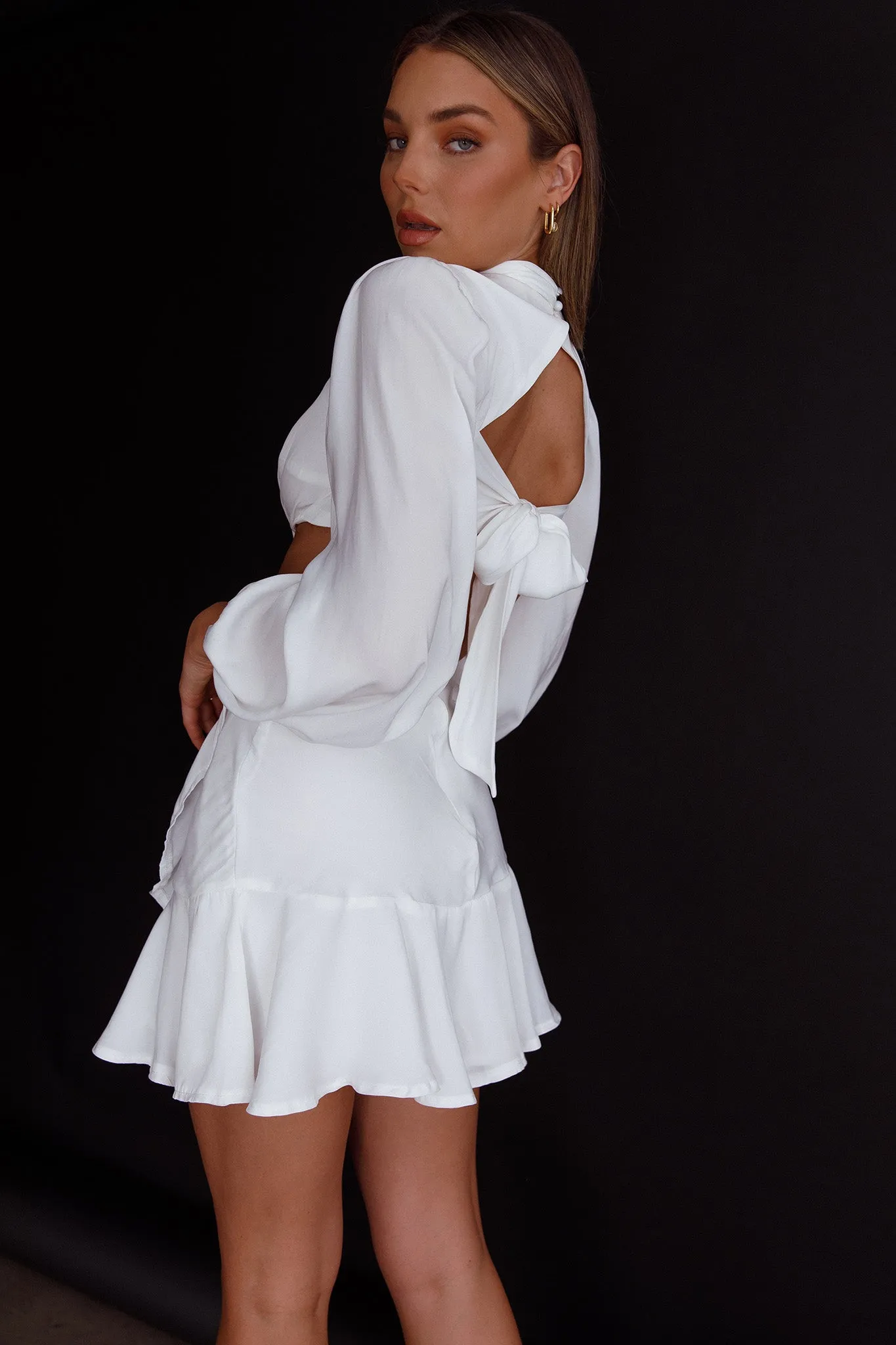 Feels Like Home Long Sleeve Cut-Out Dress White sold by Selfie Leslie product image thumbnail 3