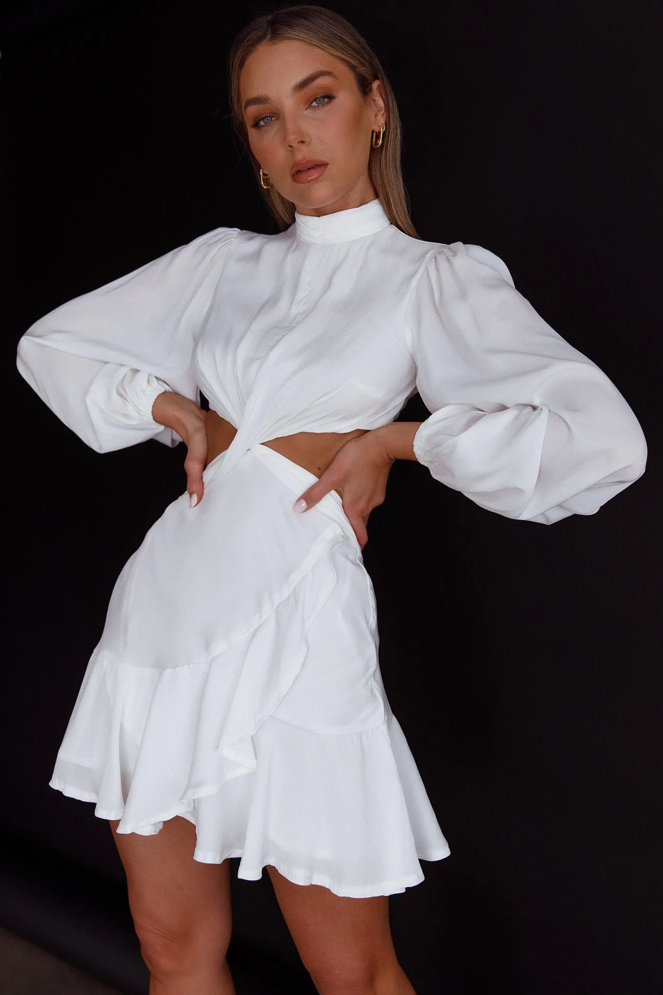 Feels Like Home Long Sleeve Cut-Out Dress White sold by Selfie Leslie product image thumbnail 2