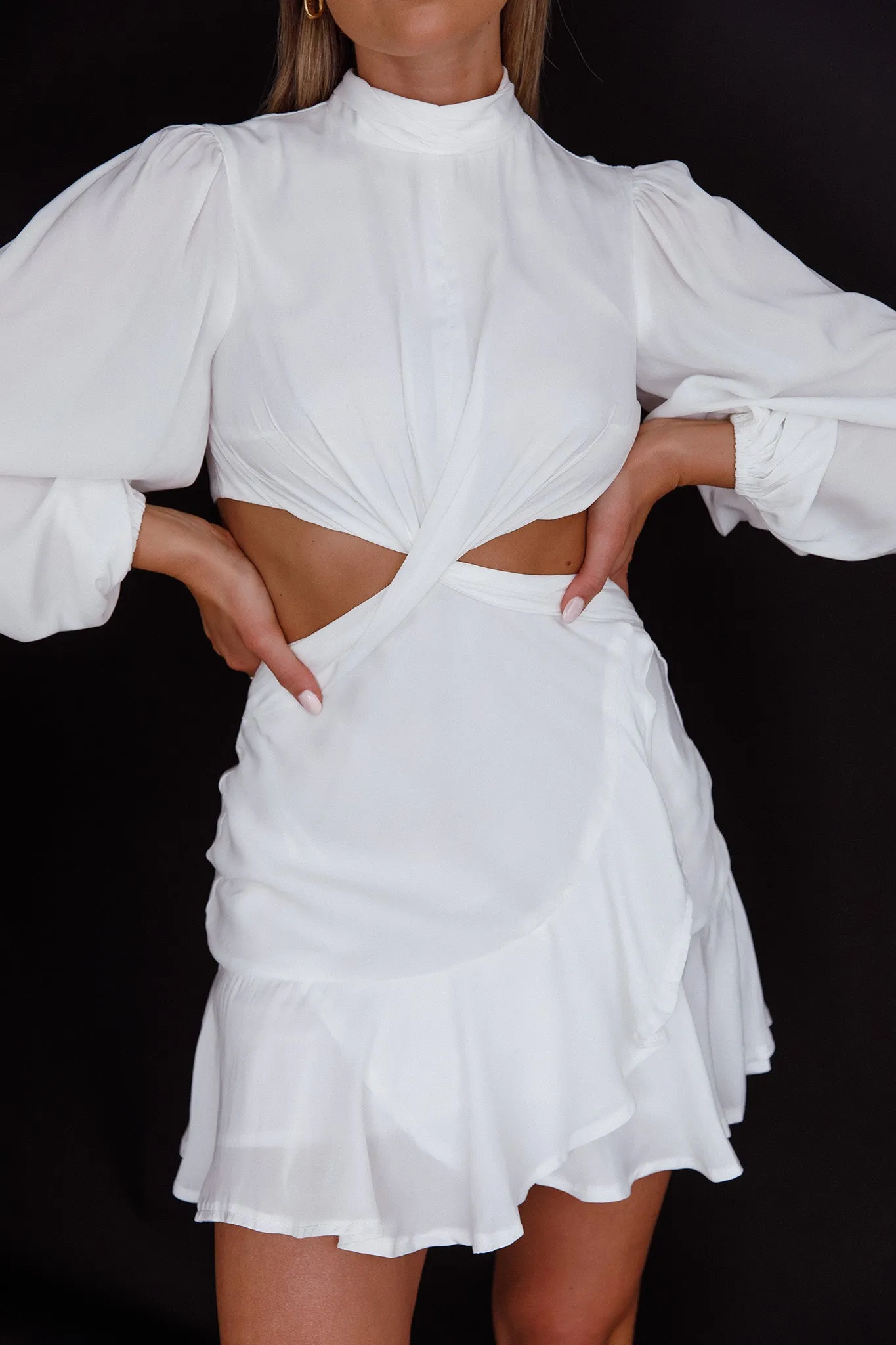 Feels Like Home Long Sleeve Cut-Out Dress White sold by Selfie Leslie product image thumbnail 5