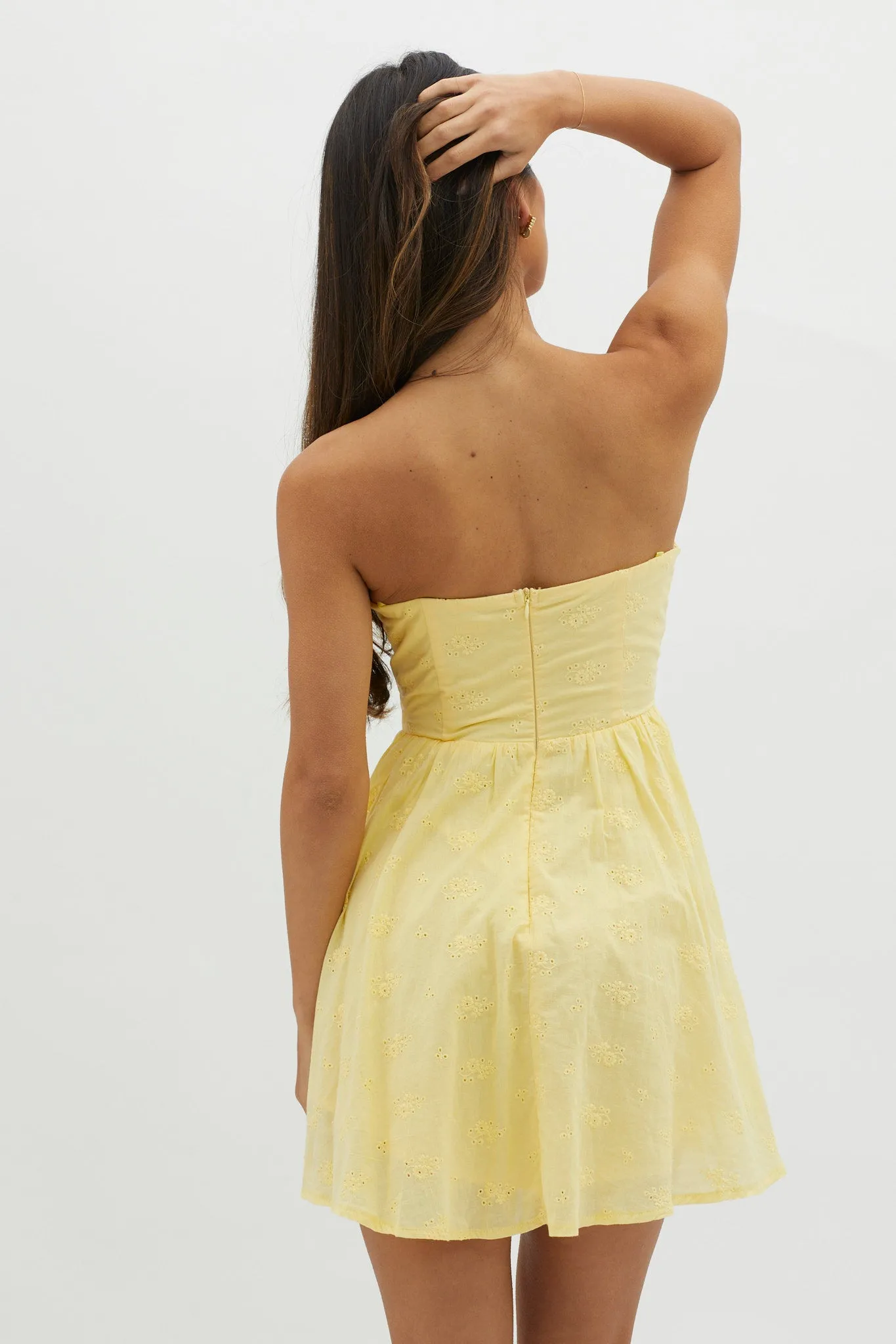 Mon Petit Lace-Up Bodice Mini Dress Yellow sold by Selfie Leslie product image thumbnail 2