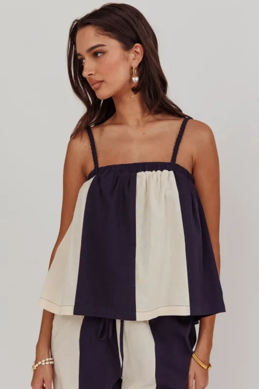Dream Girl Braided Strap Contrast Top Midnight sold by Selfie Leslie