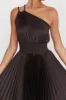 Calissa One Shoulder Pleated Midi Dress Black sold by Selfie Leslie