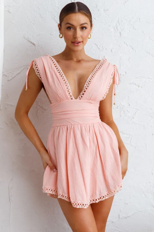 Palais Waistband Mini Dress Peach sold by Selfie Leslie
