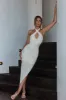 Slow Dancing Crossover Halterneck Midi Dress Champagne sold by Selfie Leslie