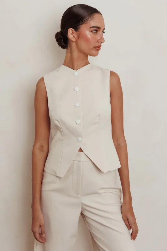 Consideration Sleeveless Vest Top Beige made by Selfie Leslie