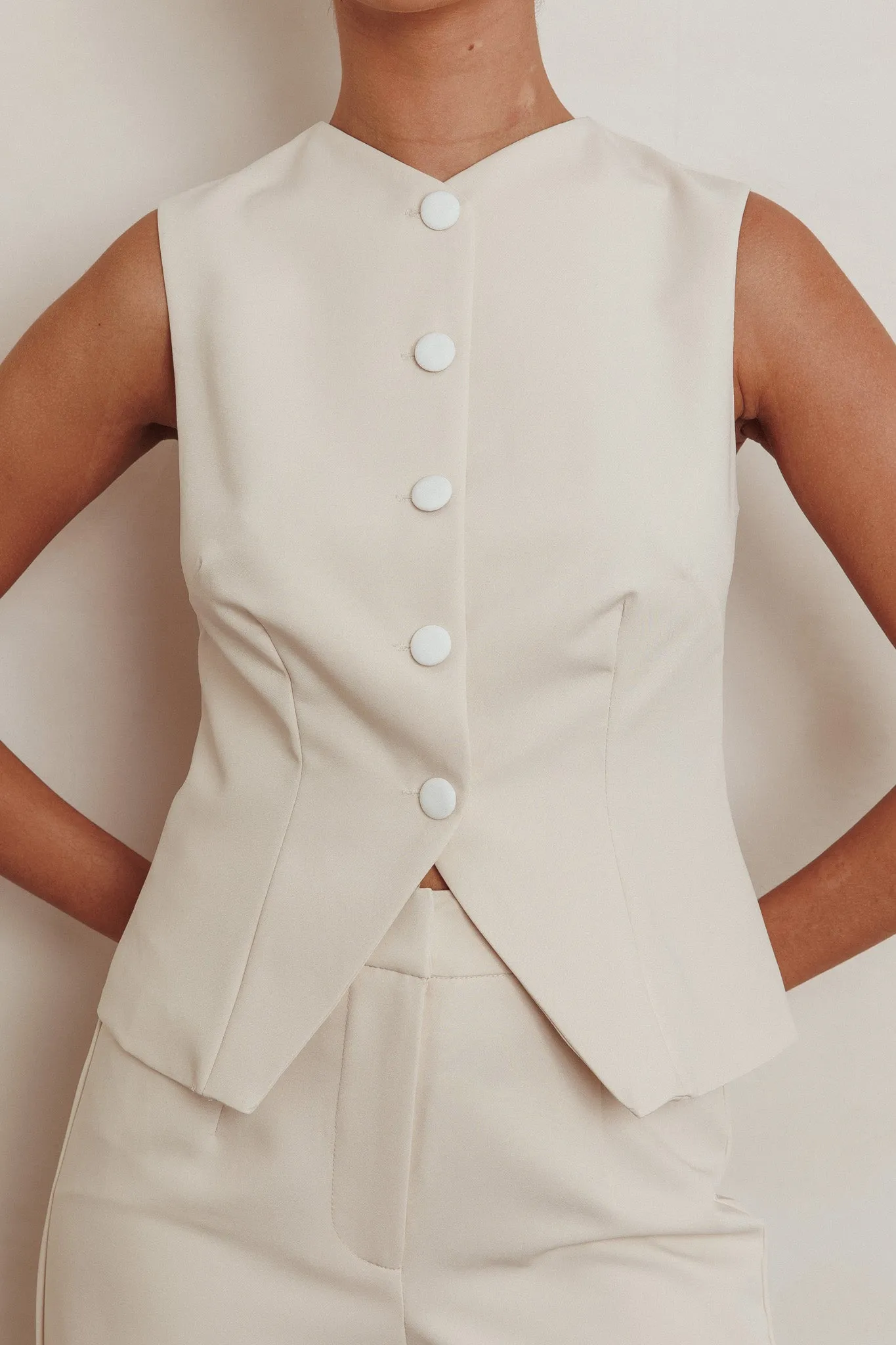 Consideration Sleeveless Vest Top Beige sold by Selfie Leslie product image thumbnail 4