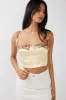 Rose Garden Floral Applique Crop Top Yellow sold by Selfie Leslie