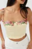 Rose Garden Floral Applique Crop Top Yellow sold by Selfie Leslie
