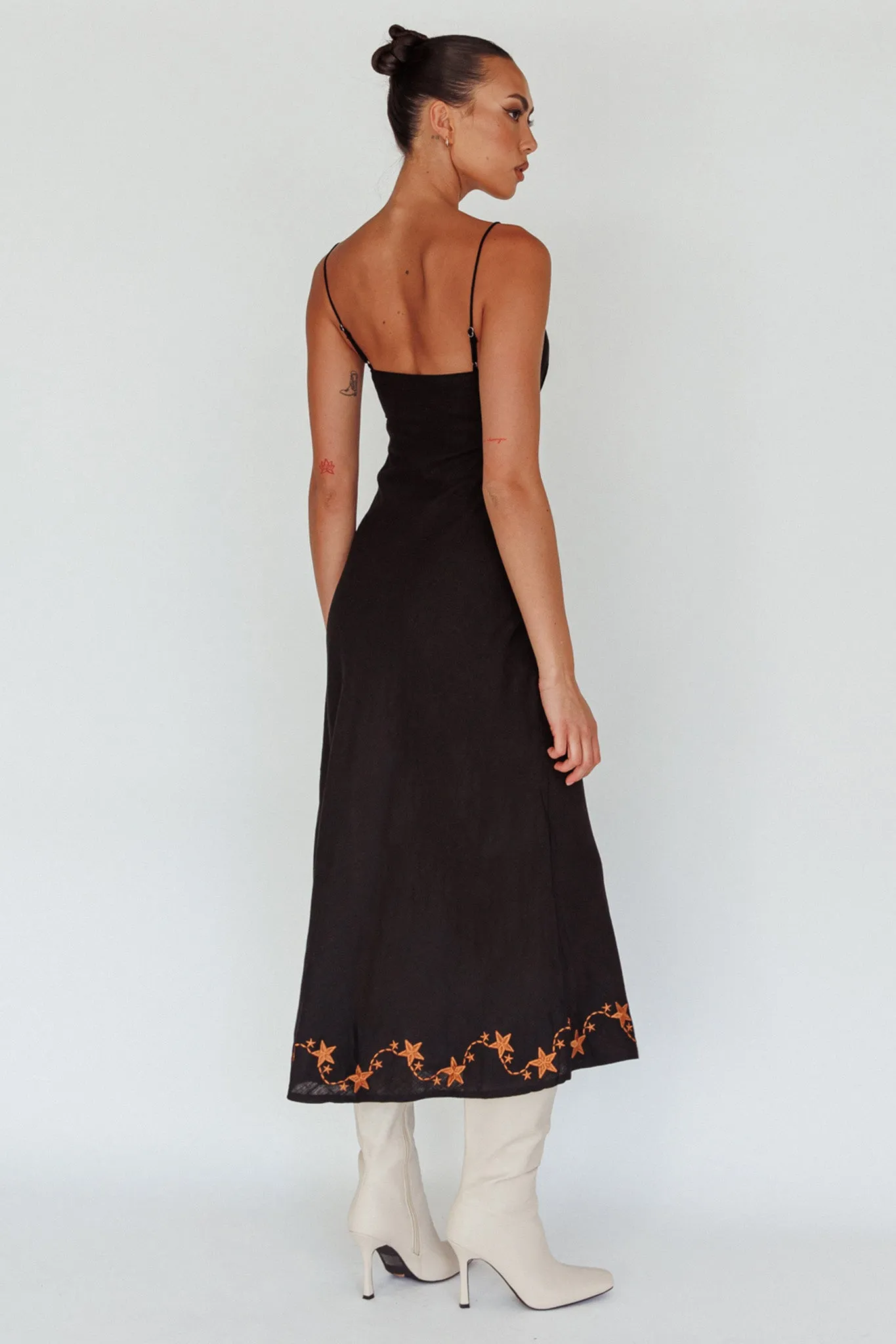 Star Garden Embroidered Midi Dress Black sold by Selfie Leslie product image thumbnail 2