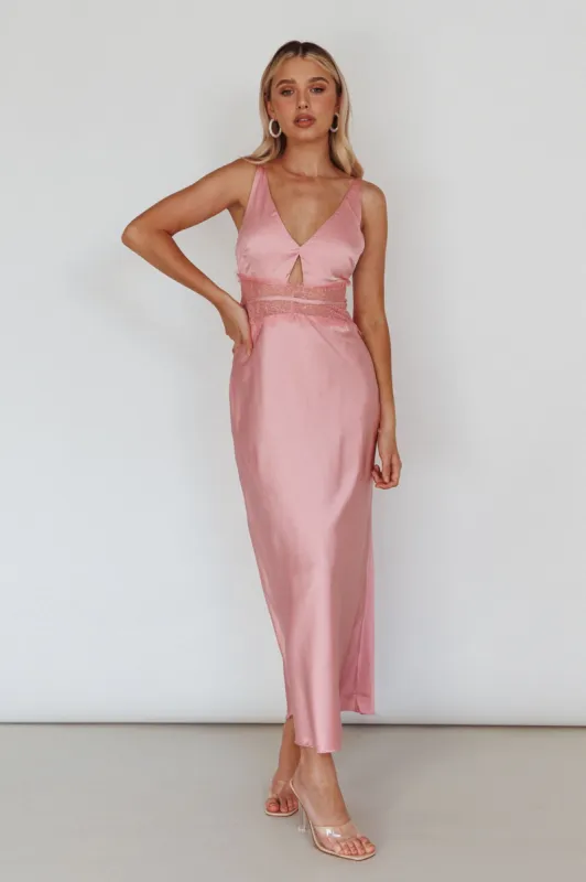 Honeybee Lace Trim Maxi Dress Blush sold by Selfie Leslie