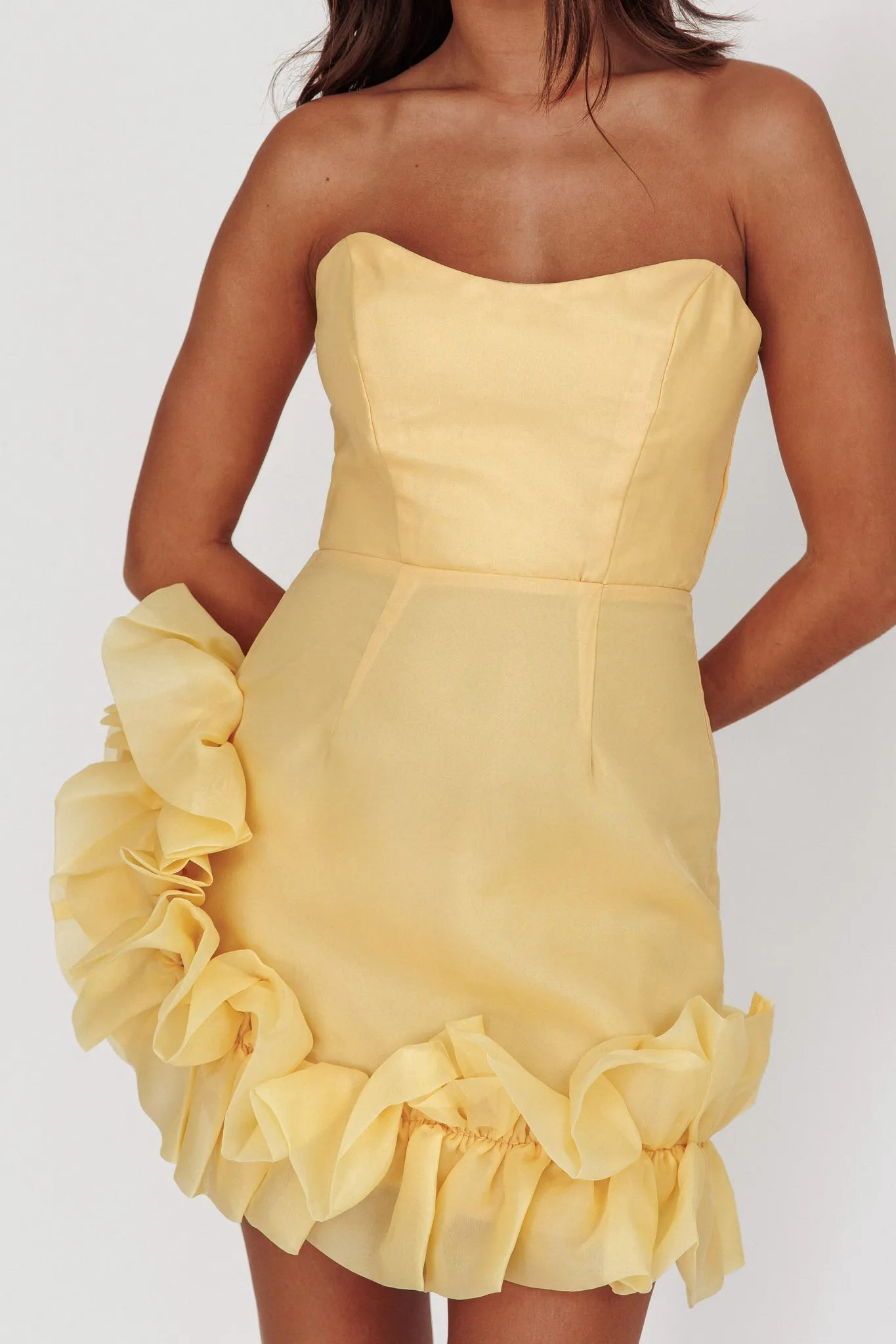 L'amour Toujours Frill Accent Mini Dress Lemon sold by Selfie Leslie product image thumbnail 4