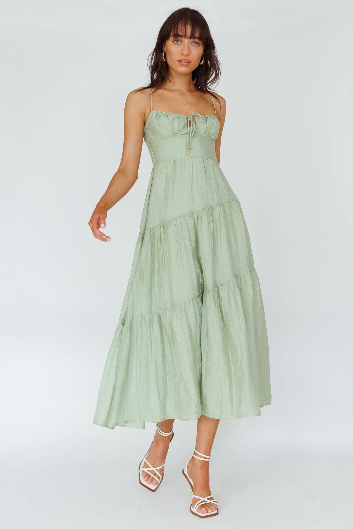 Doe Tie Bust Maxi Dress Sage sold by Selfie Leslie product image thumbnail 3