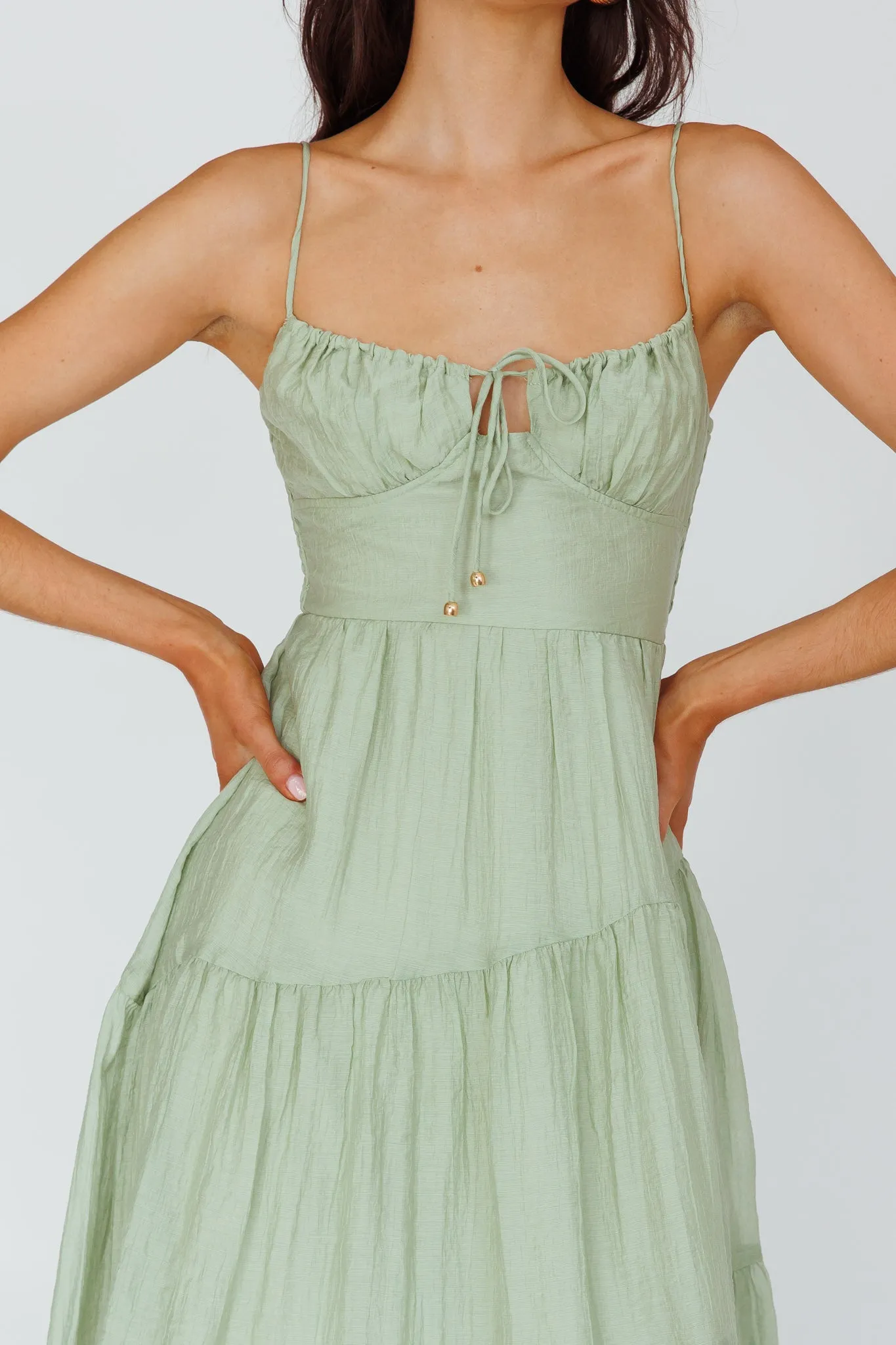 Doe Tie Bust Maxi Dress Sage sold by Selfie Leslie product image thumbnail 4