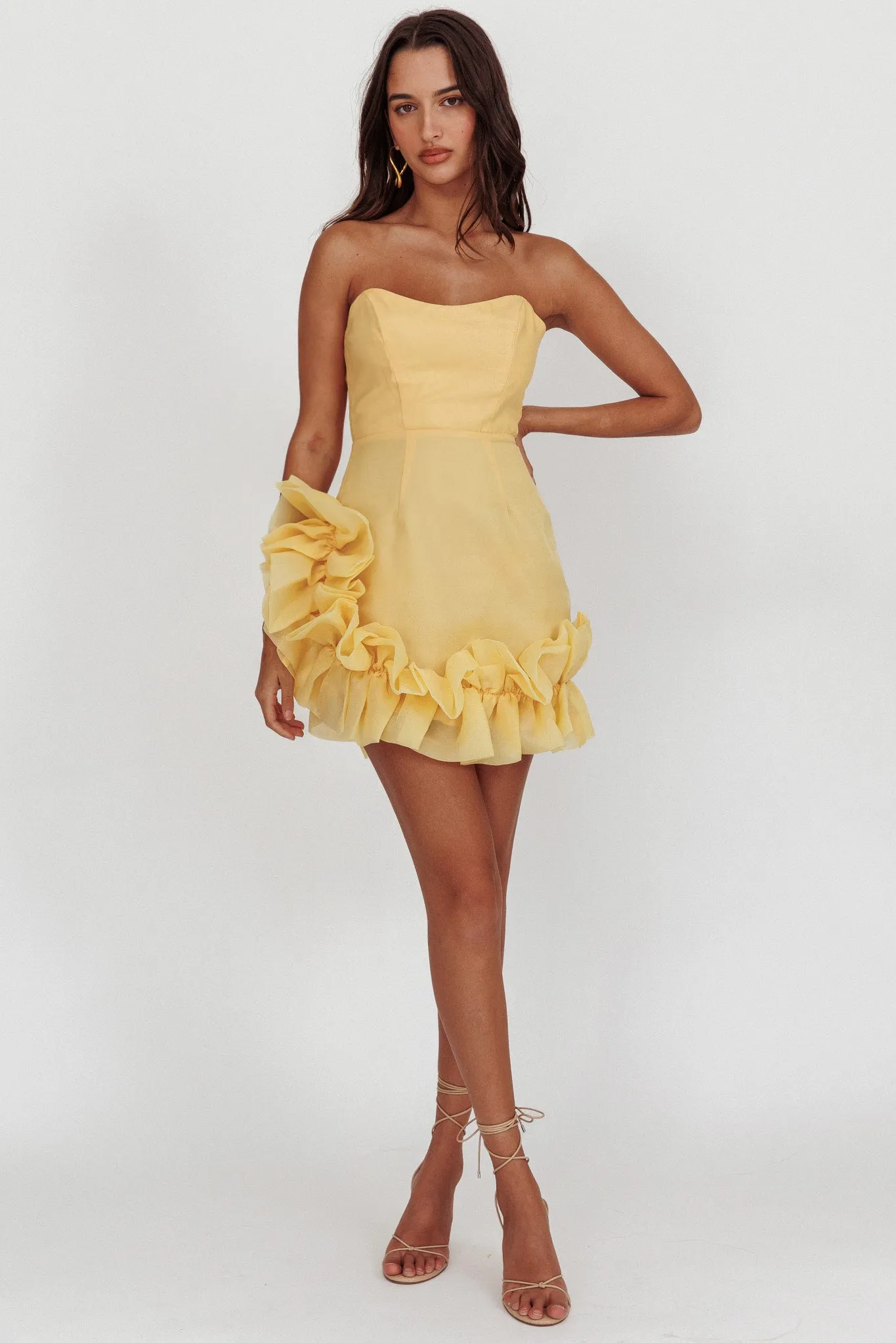 L'amour Toujours Frill Accent Mini Dress Lemon sold by Selfie Leslie product image thumbnail 3