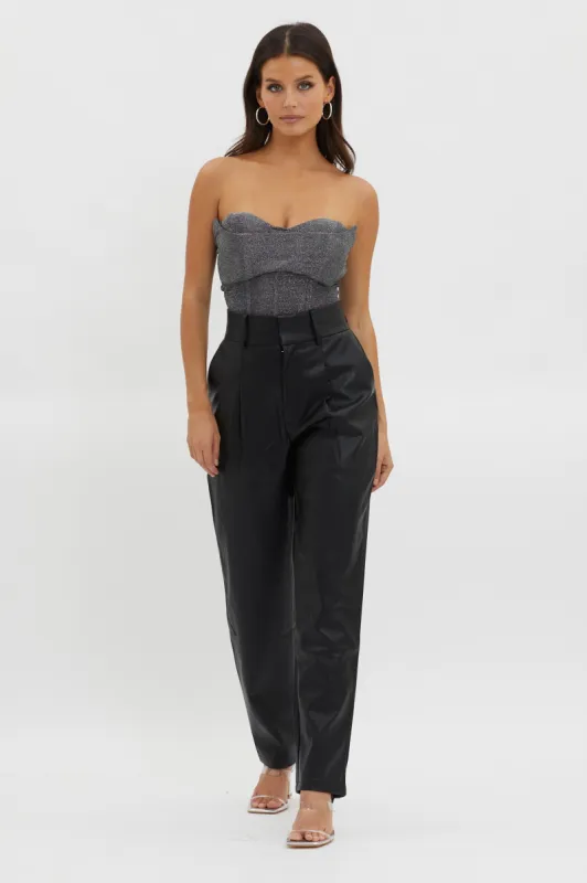 In Theory Faux Leather Pants Black sold by Selfie Leslie